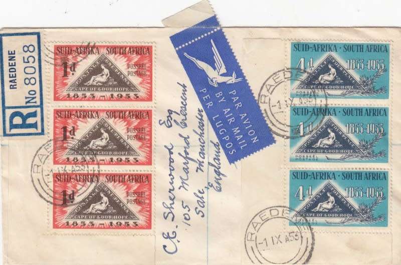 South Africa,Union,Cover to England,airmail,1953