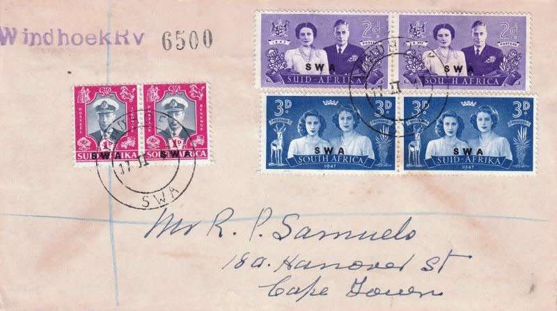 SWA,Scott#156,158,1947,FDC,Size15cmX9.3cm