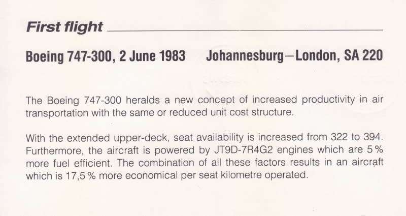 South Africa,Aviation cover 38,1983,Johannesburg to London