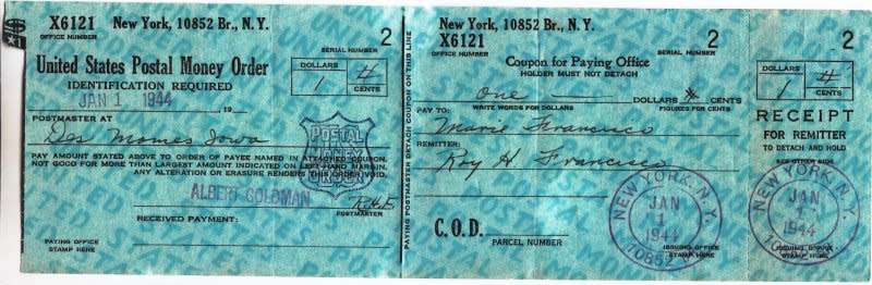United States,1944,Postal Money Order