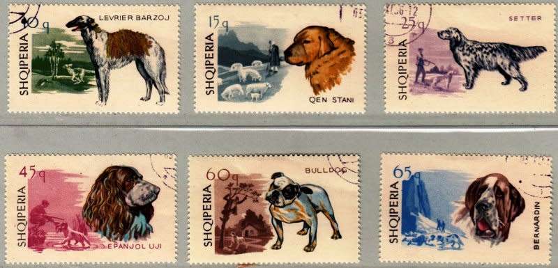 Albania,Scott #986,990,MH,Dogs