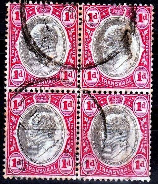 South Africa,Transvaal,Scott #253,1902,03,VFU block,KGVII