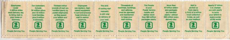 United States,MNH,Strip of 10 stamps,Scott #1489/1498 folded