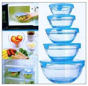 5 Pcs Glass Bowls Set - Perfectly sized for leftovers!