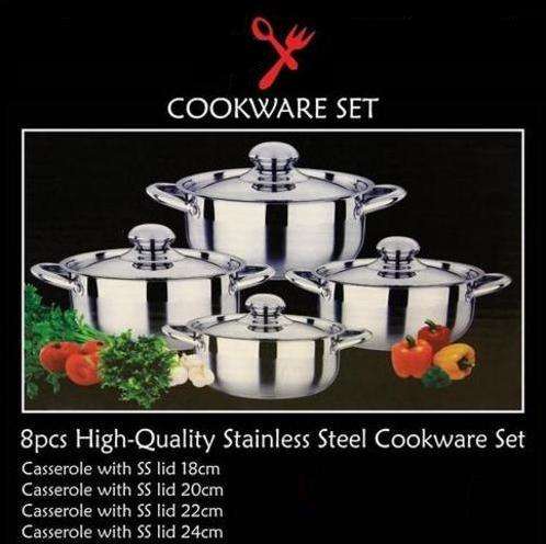 8 PIECE STAINLESS STEEL COOKWARE SET**Heavy Bottom**