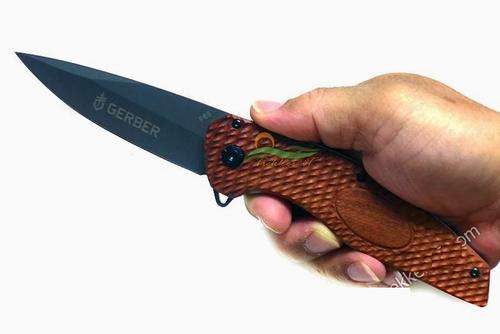 New 22cm GERBER F65 Flick Knife With Wooden Handle**BRAND NEW ARRIVAL**Limited