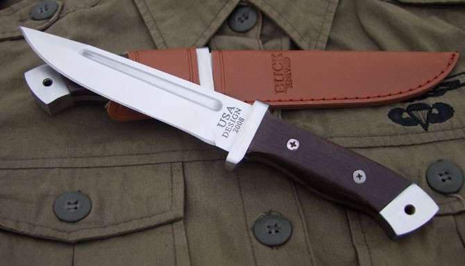 Buck Design 2008 Tactical Army Knife - SOLID 355mm Length - Sanded Wooden Handle**LIMITED**