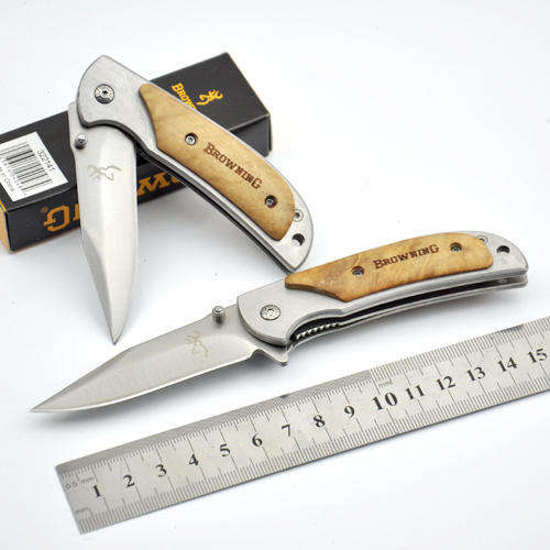 Browning 338 Falcon Camping Pocket Knife(Silver) Utility Knife Wood Handle 57HR**NEW Arrival**