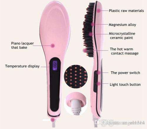 Electric Hair Straightener Brush with LCD