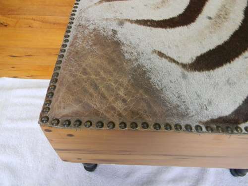 Antique Footstool With Zebra Hide Upholstery