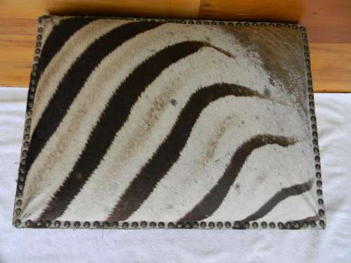 Antique Footstool With Zebra Hide Upholstery