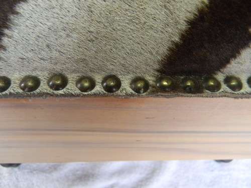 Antique Footstool With Zebra Hide Upholstery