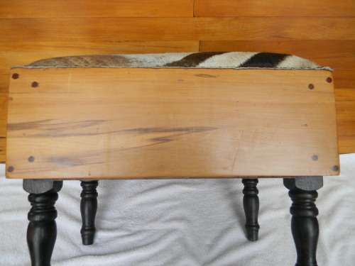 Antique Footstool With Zebra Hide Upholstery