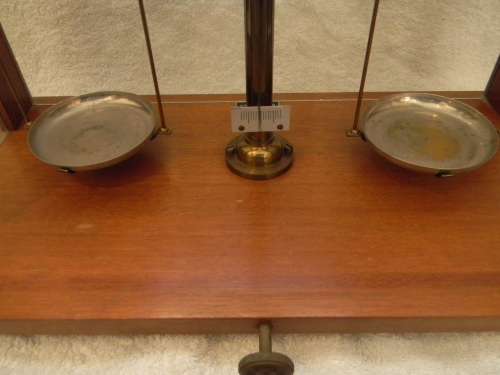 Antique Scale In Enclosed Cabinet