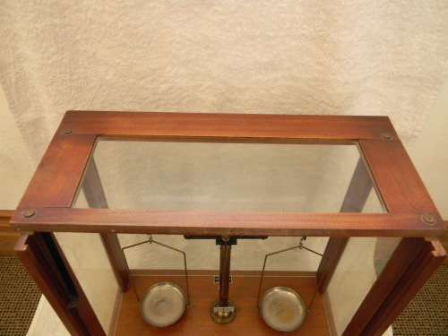 Antique Scale In Enclosed Cabinet