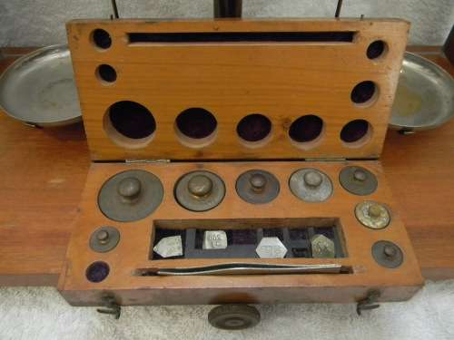 Antique Scale In Enclosed Cabinet