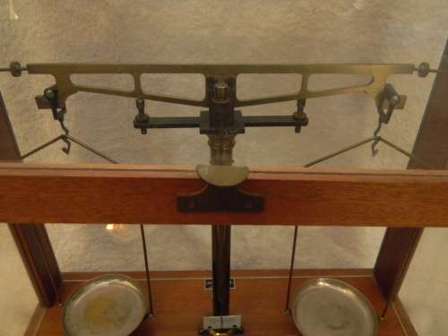 Antique Scale In Enclosed Cabinet