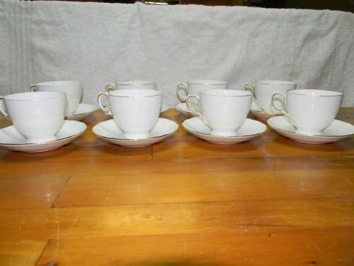 8 Queen Anne Bone China Cups And Saucers