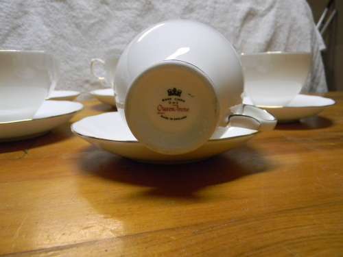 8 Queen Anne Bone China Cups And Saucers