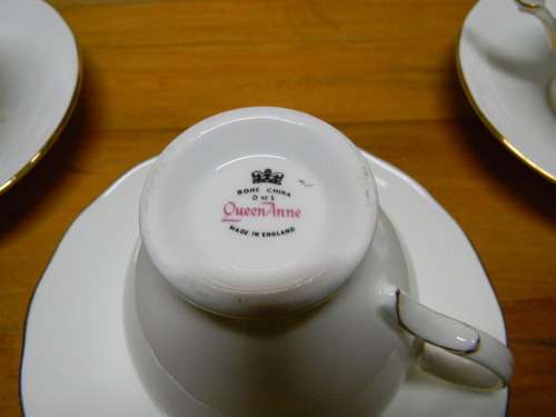 8 Queen Anne Bone China Cups And Saucers