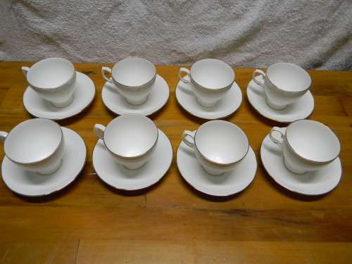 8 Queen Anne Bone China Cups And Saucers