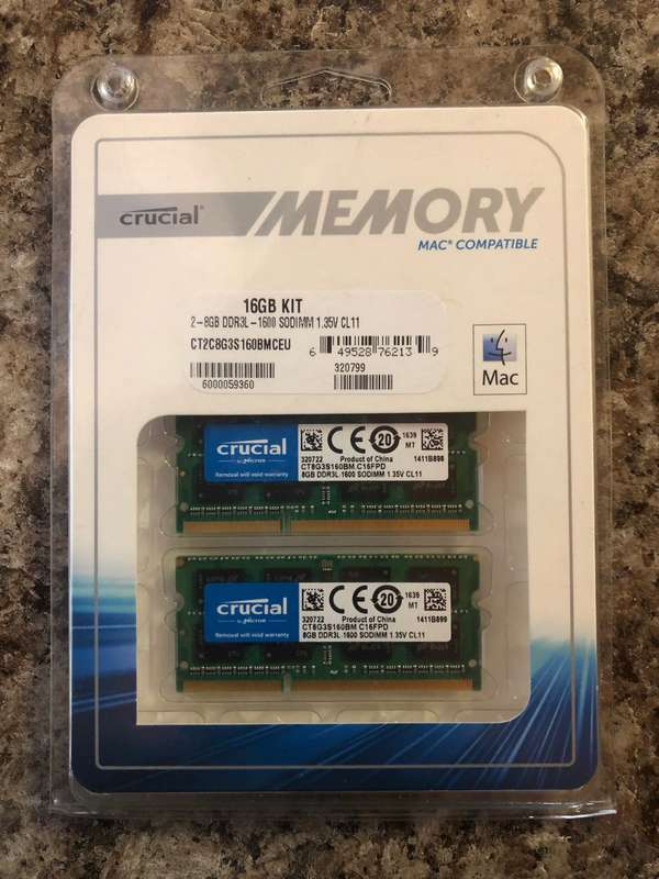 **CRUCIAL 16GB LAPTOP MEMORY KIT**MAC COMPATIBLE**BRAND NEW!!!!