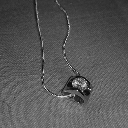 Silver Heart  cubic zirconia pendant and Chain