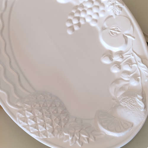 White Ceramic A. SANTOS Portugal Serving Platter with Raised Fruit 8001 Design