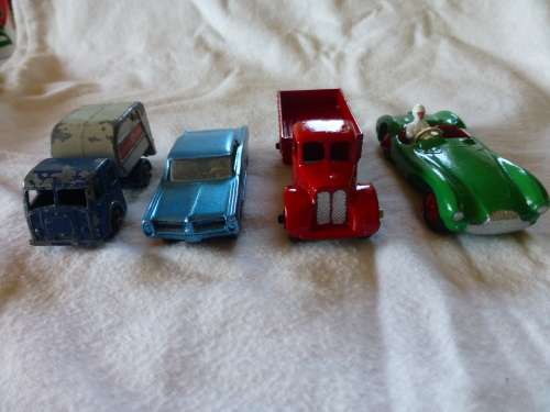 Dinky Toy Farm wagon,Dinky Aston Martin and Matchbox Pontiac GP Sports Coupe and other.
