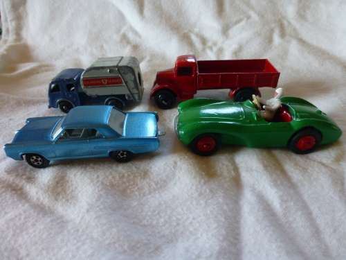 Dinky Toy Farm wagon,Dinky Aston Martin and Matchbox Pontiac GP Sports Coupe and other.