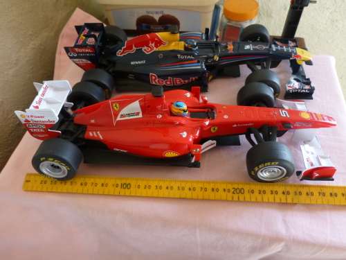 Ferrari 150 and Renault Red Bull R87 F1 Plastic cars