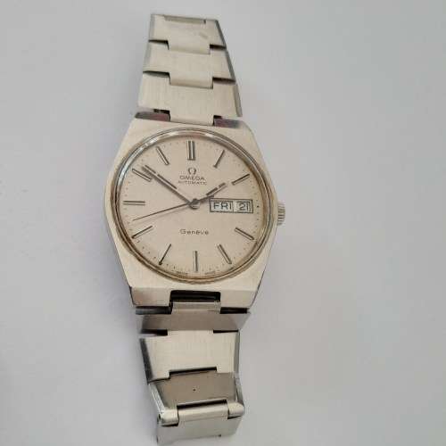 Omega Geneve Day Date auto 166.0125 stainless on Omega bracelet running nicely
