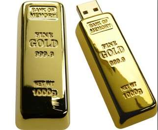 8GB USB Gold-Bar Flash Drive