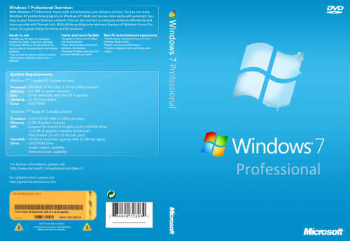 Genuine Microsoft Windows 7 Professional 32 / 64 bit License Key - Free Delivery