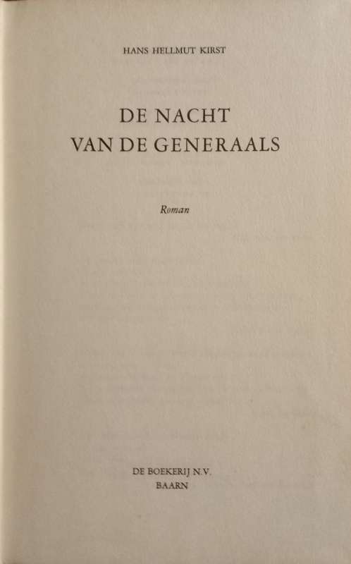 De nacht van de generaals / Hans Hellmut Kirst