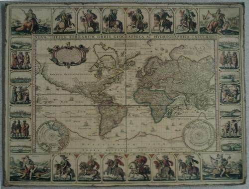Printed old world maps on leather