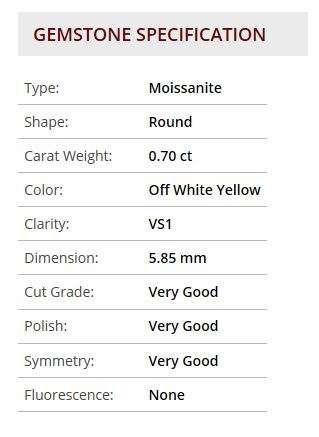 Beautiful 0.70ct 5.85mm Off White (Greyish tint) color Vs1 Round Cut Moissanite(STOCK CLEARANCE)