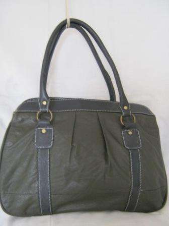 GENUINE LEATHER GREEN AND GREY HAND BAG (7 DAY MONEY BACK GUARANTEE)