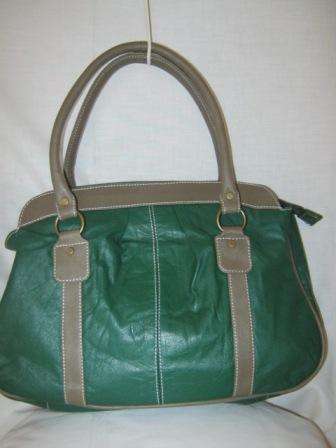 GENUINE LEATHER GREEN AND GREY HAND BAG (7 DAY MONEY BACK GUARANTEE)