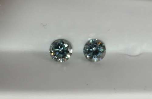 1.76tct Vvs1 Round H-I light Blue Loose Moissanite (Matched Pair)