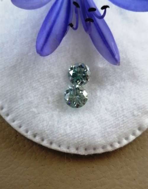 1.77tct Vvs1 Round H-I light Blue Loose Moissanite (Matched Pair)