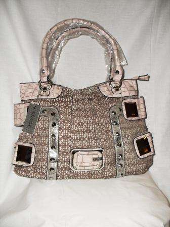 GUESS HANDBAG MOCH CROC COFFEE/FLESH (LARGE)
