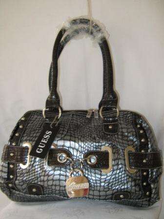 HANDBAG DARK BROWN WITH METALLIC SILVER