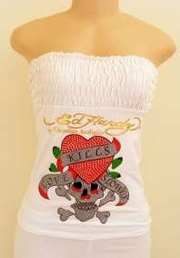 FREE SHIPPING - WHITE ED HARDY T-SHIRT - free size