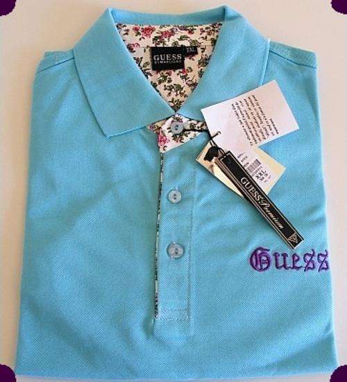 FREE SHIPPING - LIGHT BLUE GUESS POLO SHIRT- SIZE: XX-LARGE - slim fit