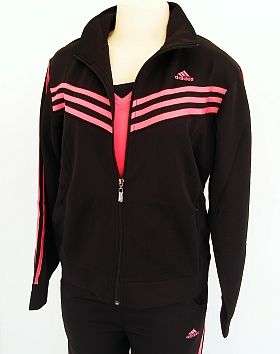 FREE SHIPPING - BLACK AND PINK 3 PIECE ADIDAS TRACKSUIT - SIZE: X-LARGE