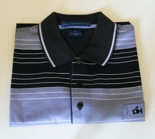 BLACK STRIPPED DH GOLF SHIRT - Size: LARGE