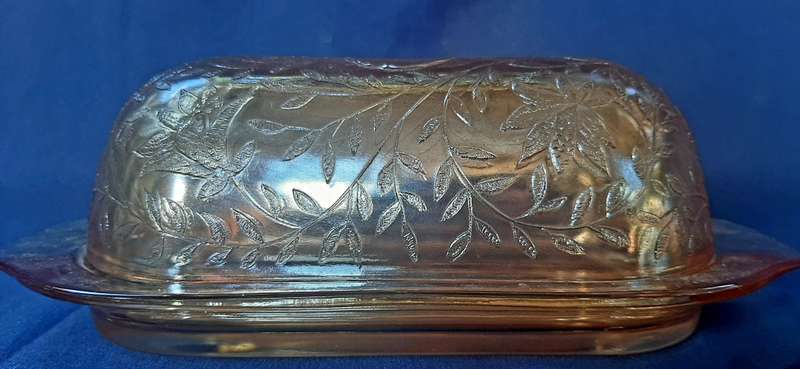 VINTAGE CARNIVAL BUTTER AND JAM DISH