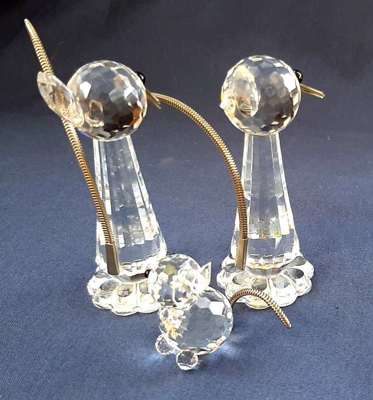 SET OF 3 AUSTRIAN SWAROFSKI CRYSTAL CATS