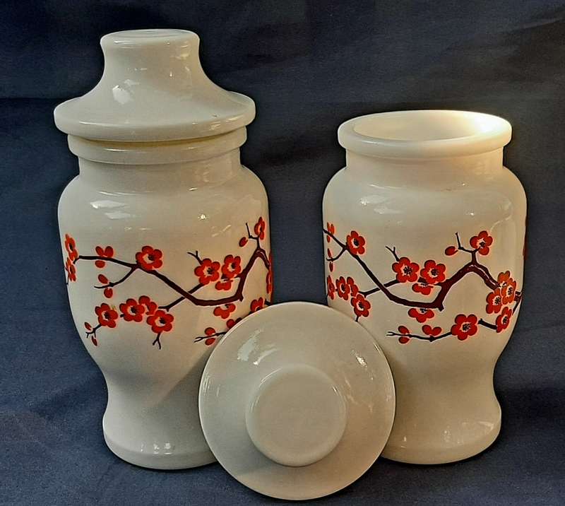 VINTAGE BELGIUM ALABASTER URNS WITH LIDS